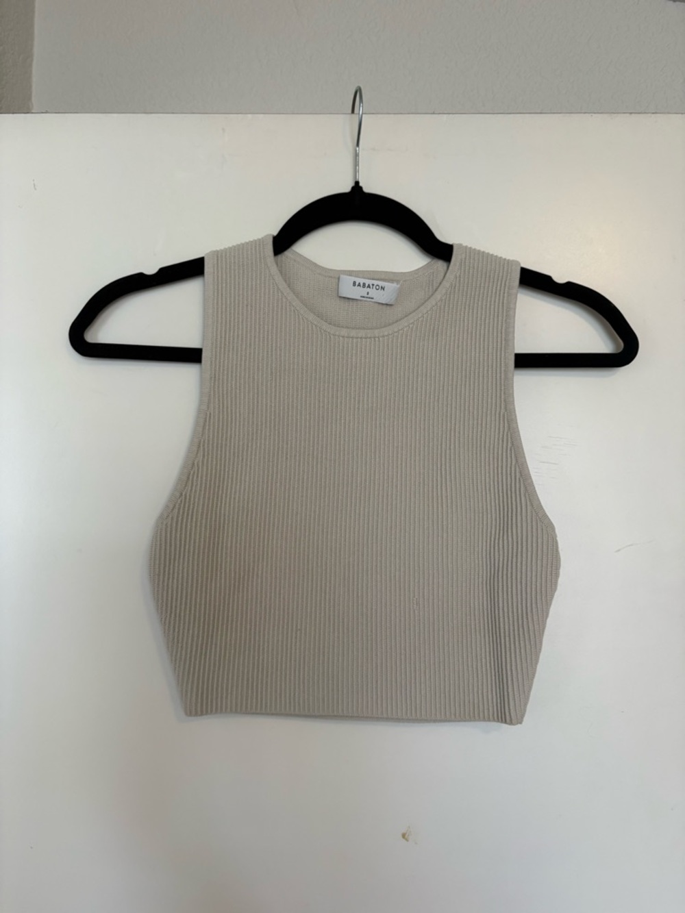 Babaton Neutral Ribbed Crop Tank - Taupe - Picture 3 of 4
